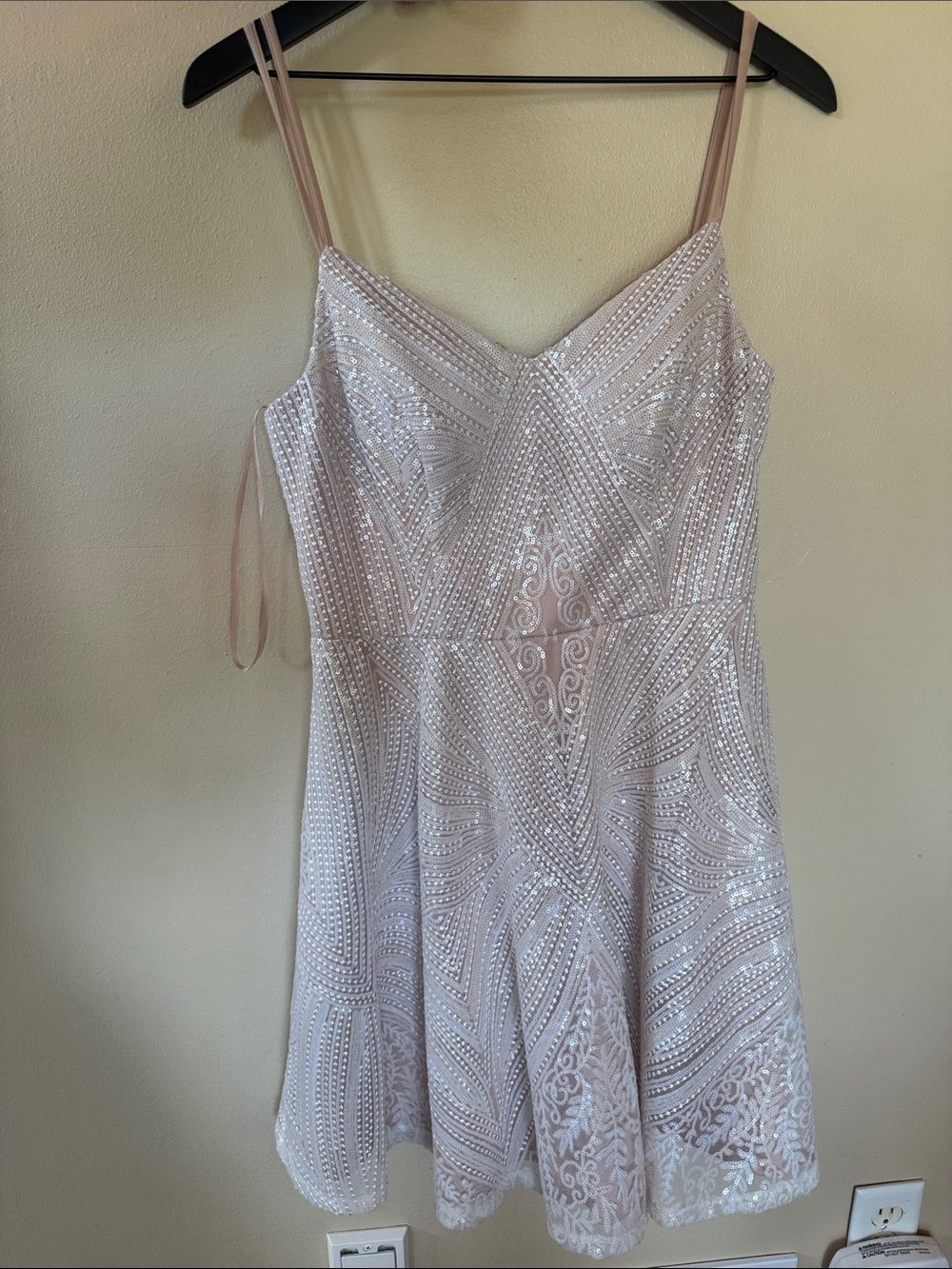 City Studio Blush Pink Beaded Mini Dress